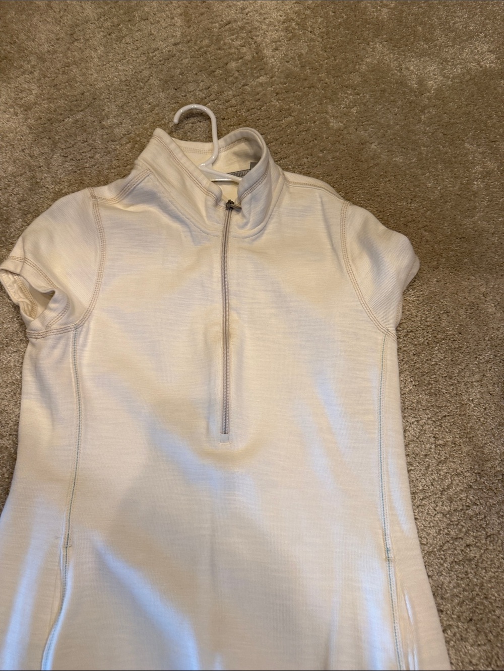 Tommy Bahama size MED Light Cream Short Sleeve Zip-Front Casual Dress - Picture 8 of 9